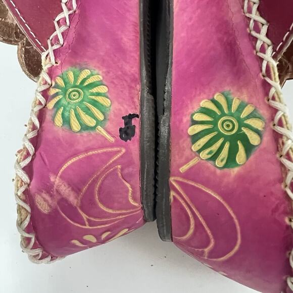 Elite Corkys Colorful Wedge Sandals Women’s 9 Leather Painted Navajo Pink Green - Picture 11 of 14